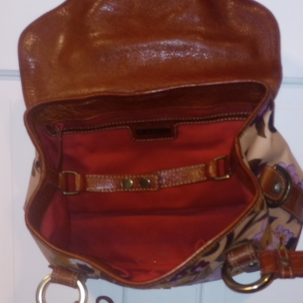 Isabella Fiore Floral Brown Leather Women's Bag - Picture 6 of 11